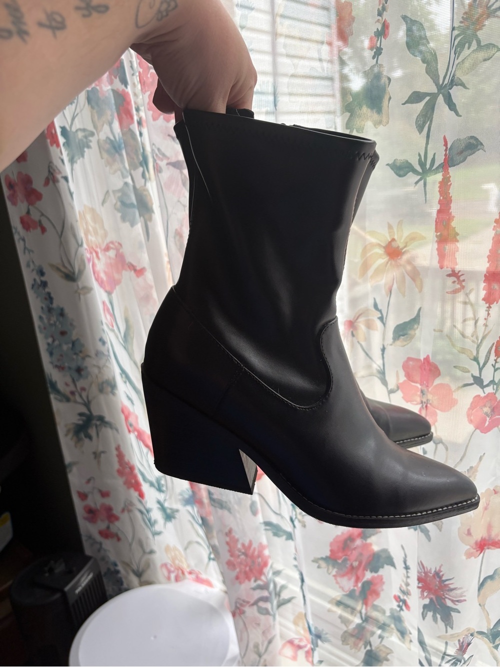 Classic Black Mid-Calf Block Heel Boots